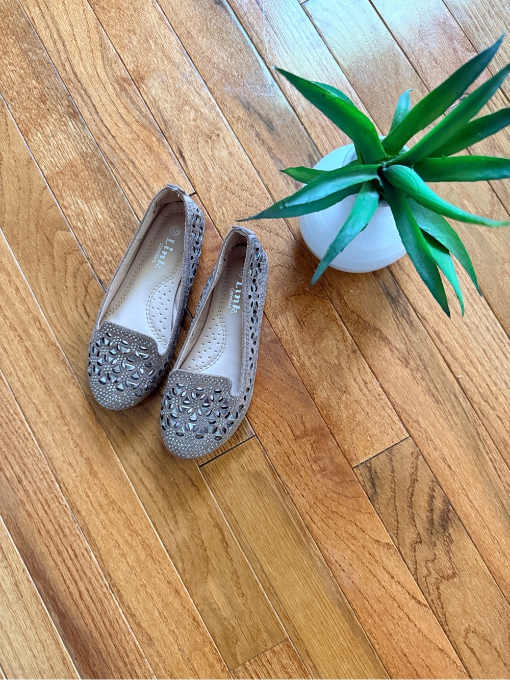 Gold-Taupe Girls Dress Flats